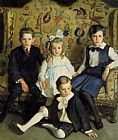 Harrington Mann Canvas Paintings - A Family Portrait of Four Children
